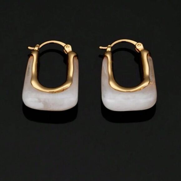 Nude crystal hoop earrings A50 - Picture 3 of 7